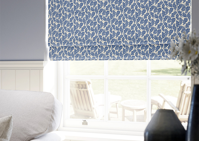 Land & Shore Oak Leaf, Blue - Twist&Fit Roman Blind - Image 5